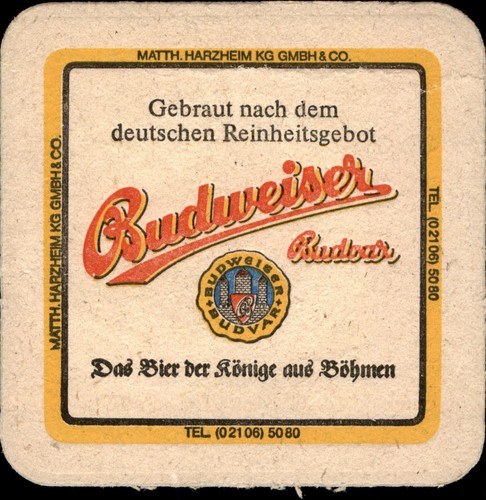 Bierdeckel budweiser budvar - -,